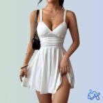 Aria Sun-Drenched Backless Mini Dress – Pearl White