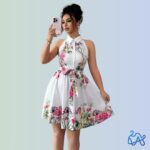 Flora Halter Shirt Dress – Botanical White