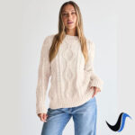 Oversized Cable Knit Crewneck Sweater