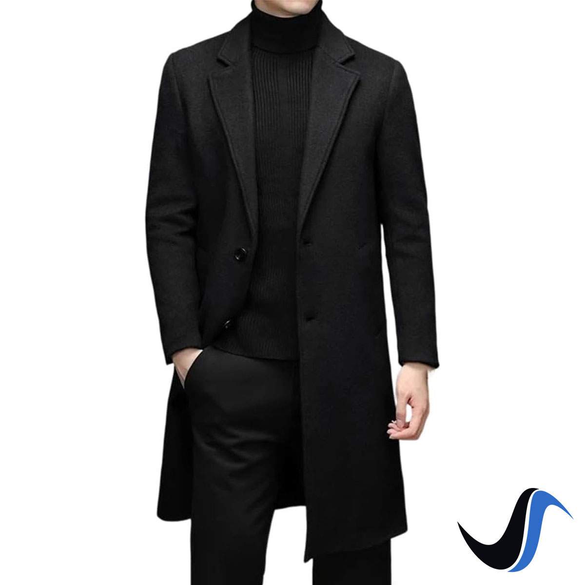 mencoat Men’s Winter Wool-Blend Long Overcoat - Image 1